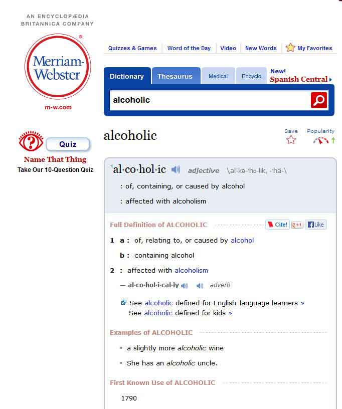 Define Alcoholic